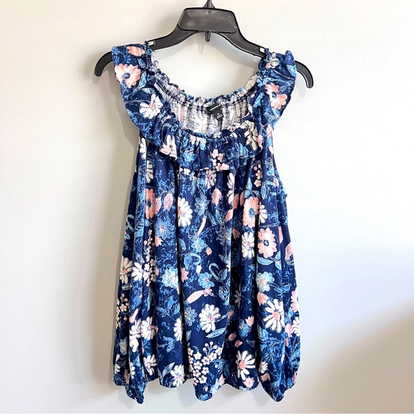 INC International Concepts 3X Blue Floral Cold Shoulder Blouse Top Ruffled Neck - Picture 13 of 13